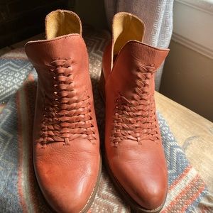 Anthropologie Latigo Woven split leather bootie